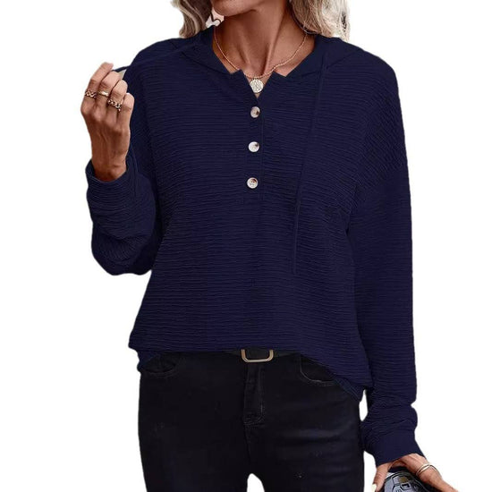 Solid Color Casual Drop-shoulder Long-sleeve Top - YLORESHOP