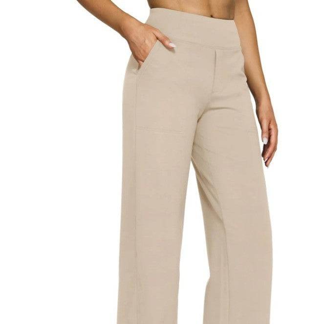 Pocket Knitted Straight High Waist Trousers - YLORESHOP