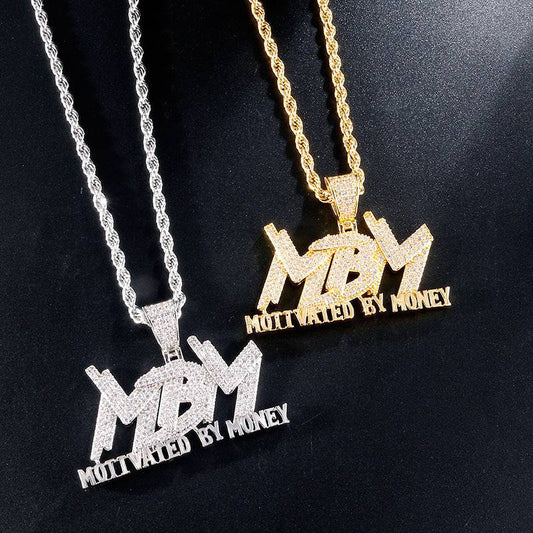 European And American Inlaid Zircon MBM Pendant Hip Hop Letters Hipster Gold-plated Necklace - YLORESHOP