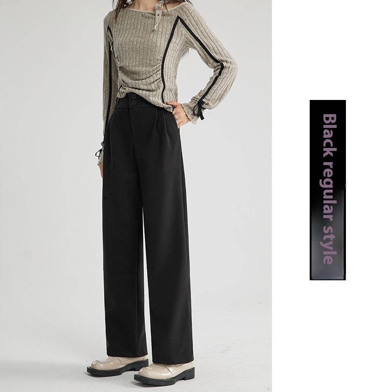 Straight Woolen Wide Leg Pants - YLORESHOP