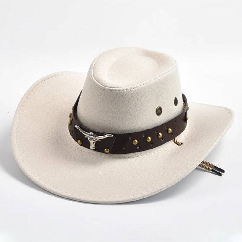 Cappello da cowboy western in pelle scamosciata artificiale, parasole per esterni jazz da gentiluomo con bordo largo retrò