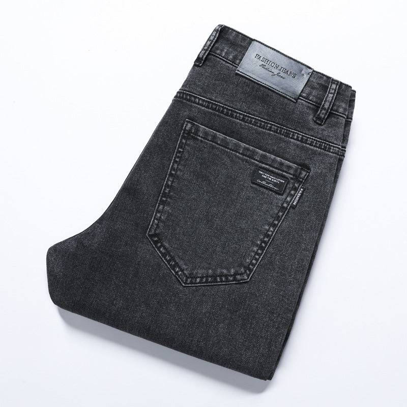 Jeans da uomo dritti slim elasticizzati versatili