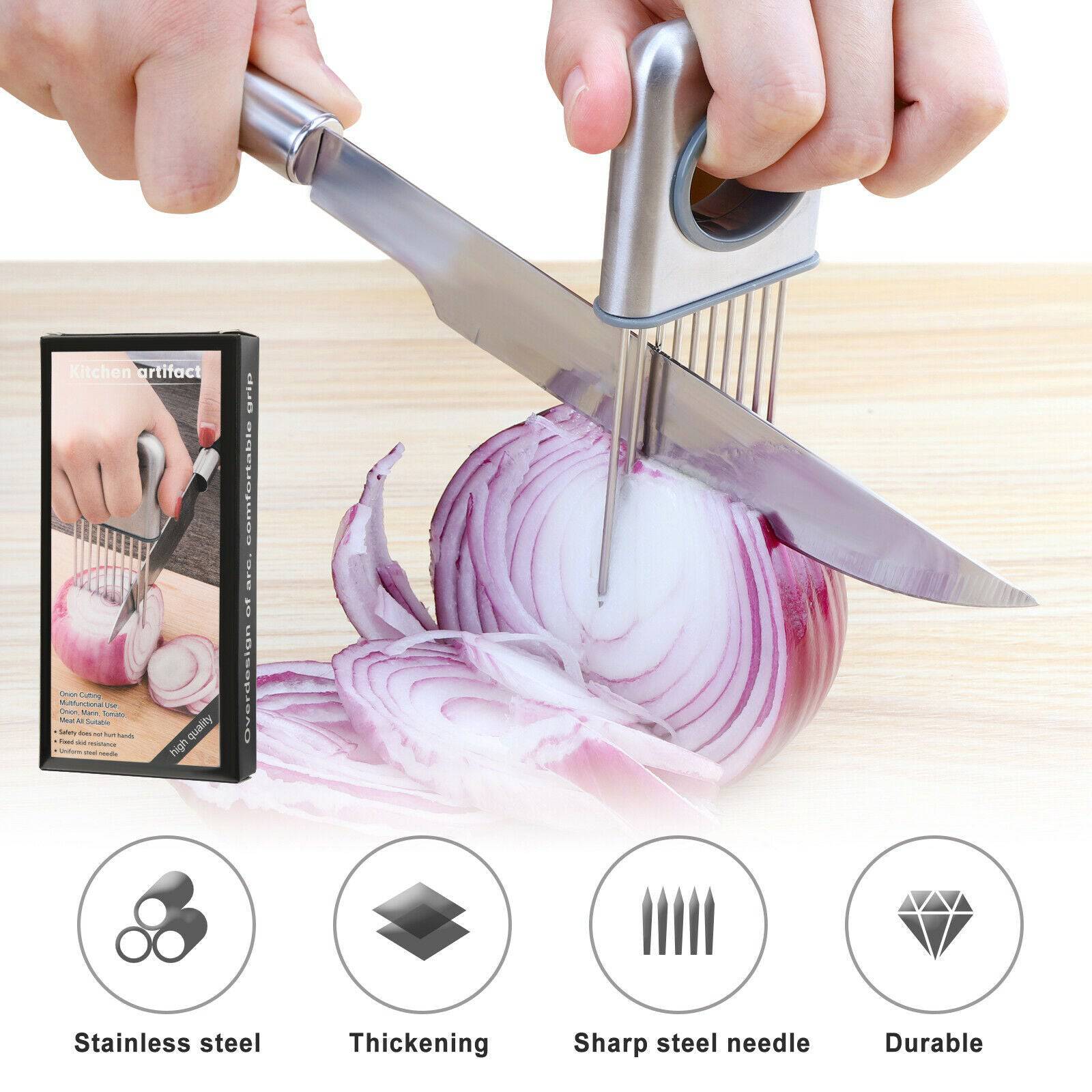 Onion Holder Slicer Vegetable tools Tomato Cutter Stainless Steel Kitchen Gadget - YLORESHOP