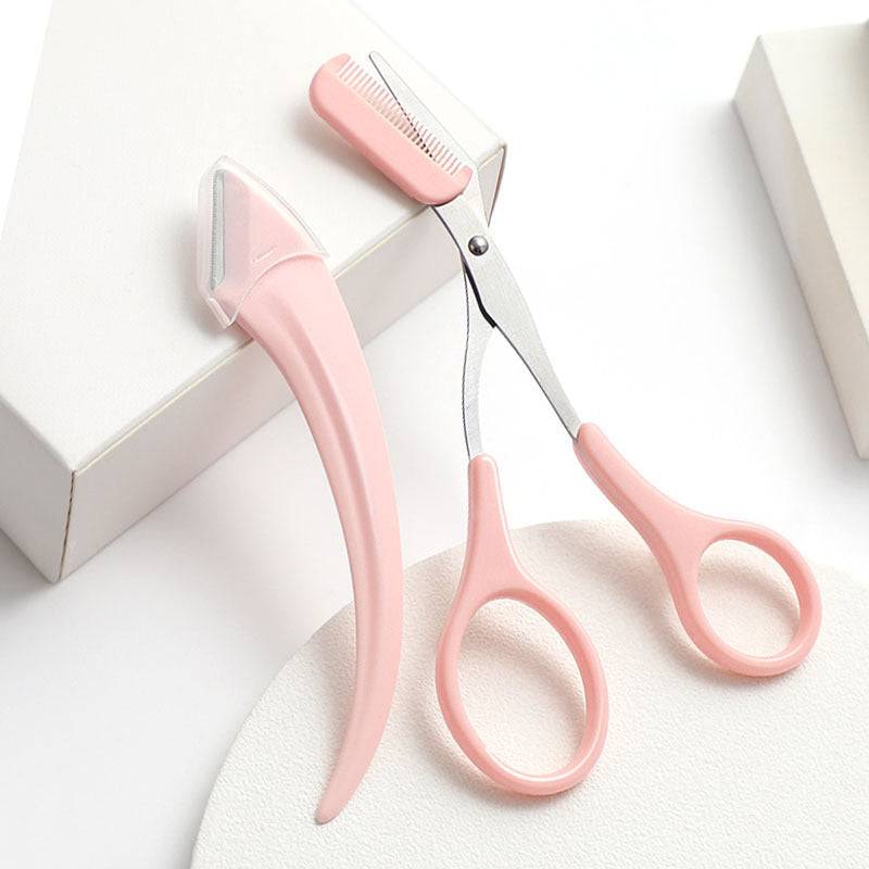 Eyebrow Trimming Knife With Comb Curved Moon Small Beauty Supplies Gadgets - YLORESHOP