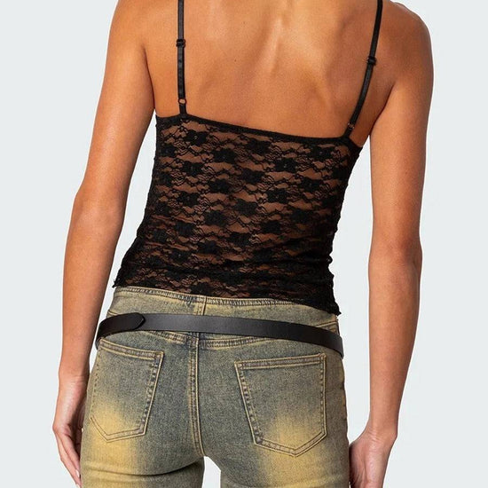 Women's Short Lace Spaghetti-strap Camisole Top - YLORESHOP