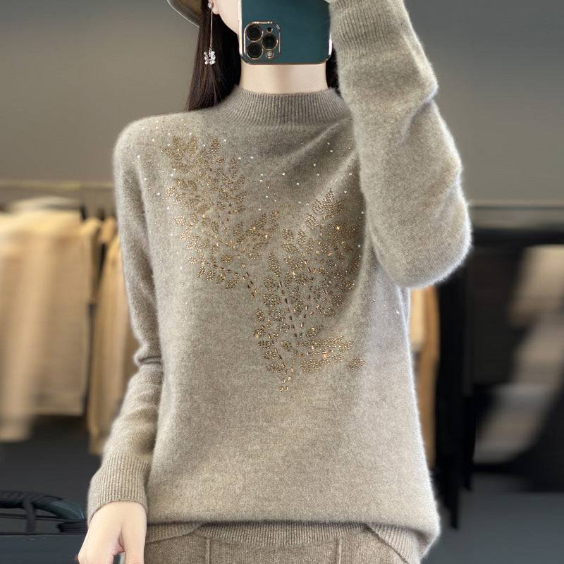 Women's Loose And Versatile Semi High Neck Knitted Sweater - YLORESHOP