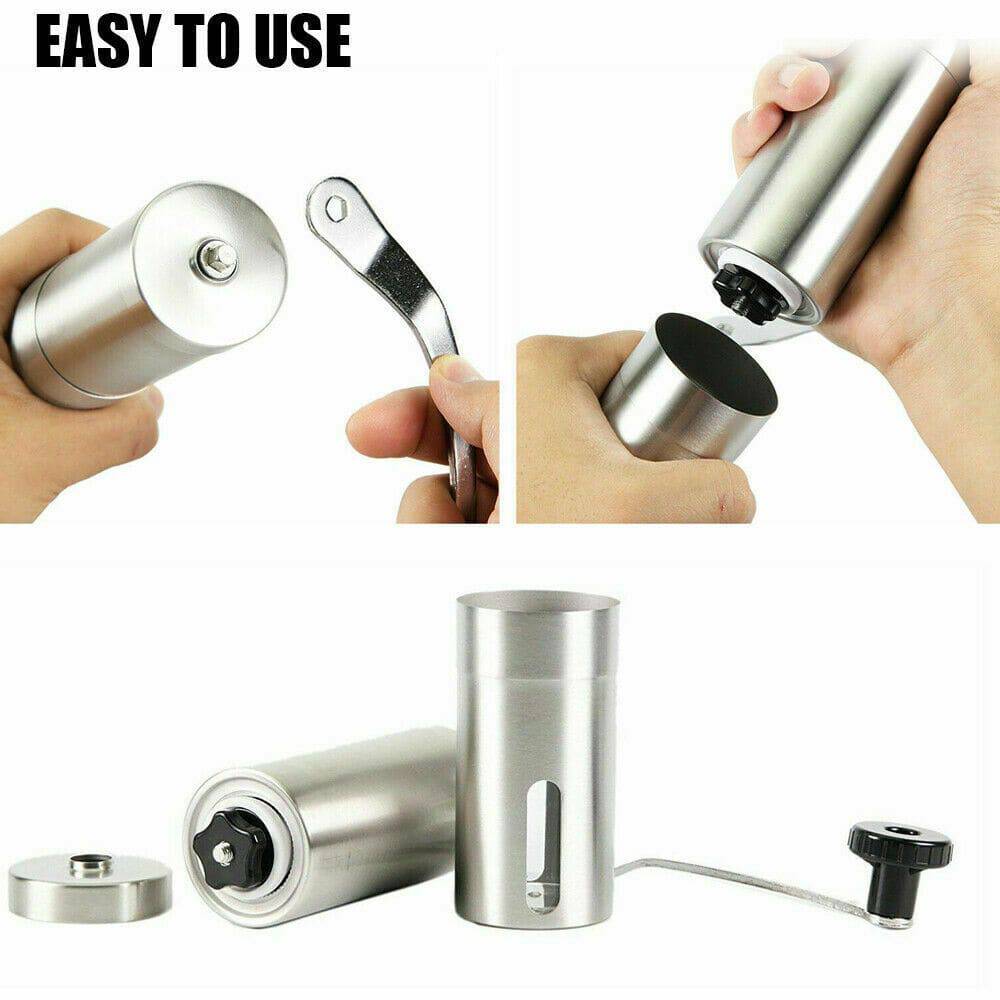 Home Portable Manual Coffee Grinder Stainless Steel with Ceramic Burr Bean Mill - YLORESHOP