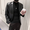 New Polo Collar Solid Color Leather Jacket Korean Slim PU Leather Jacket Jacket Men - YLORESHOP