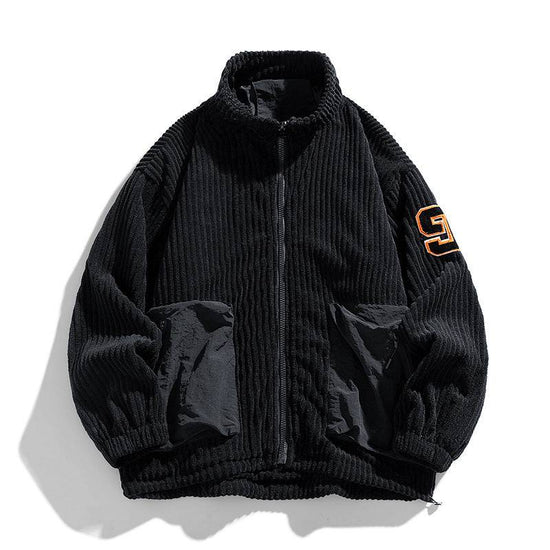 Corduroy Coat Men's Spring And Autumn Loose Plus Size Men's Clothing Plus-sized Plus-sized Fat Jacket Autumn Clothing - YLORESHOP