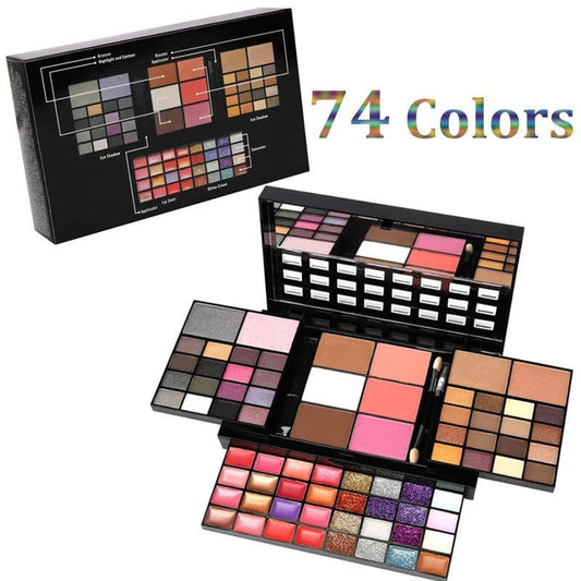 74 Colors Makeup Set Lip Gloss Blush Eyeshadow Highlight Combination Plate Wholesale Makeup Set - YLORESHOP