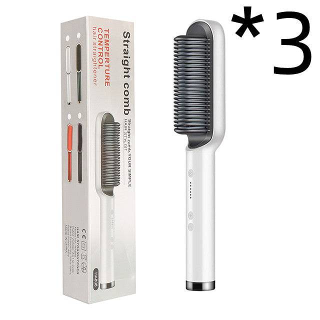 New 2 In 1 Hair Straightener Hot Comb Negative Ion Curling Tong Dual-purpose Electric Hair Brush - YLORESHOP