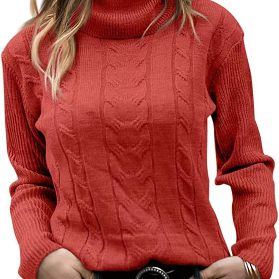 Solid Color Turtleneck Sweater Retro Long Sleeve Sweater - YLORESHOP