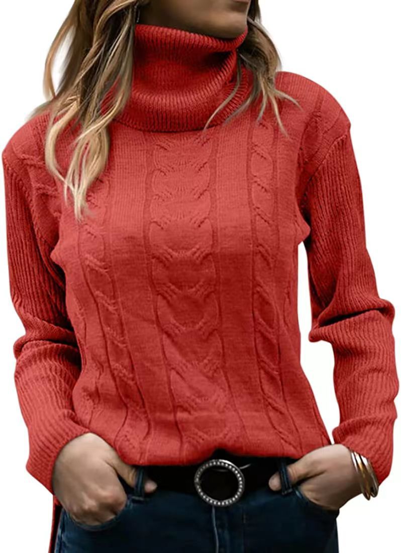 Solid Color Turtleneck Sweater Retro Long Sleeve Sweater - YLORESHOP