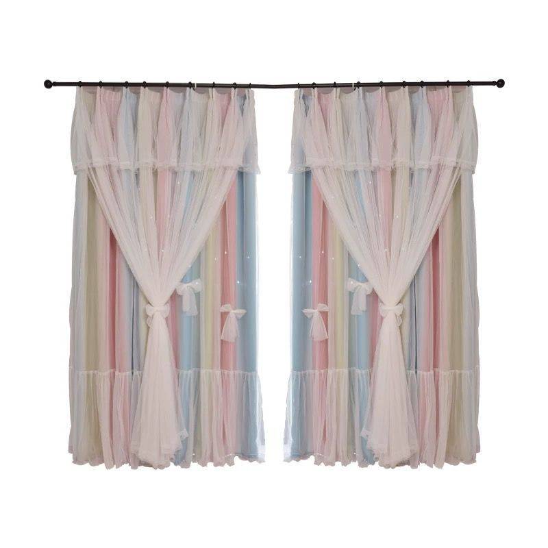 Nordic Simple Hollow Star Princess Wind Bedroom Blackout Curtains - YLORESHOP