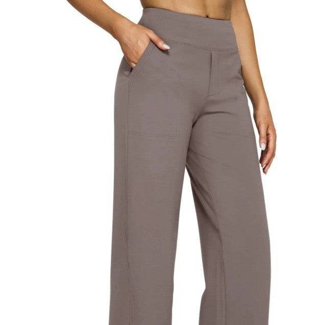 Pocket Knitted Straight High Waist Trousers - YLORESHOP