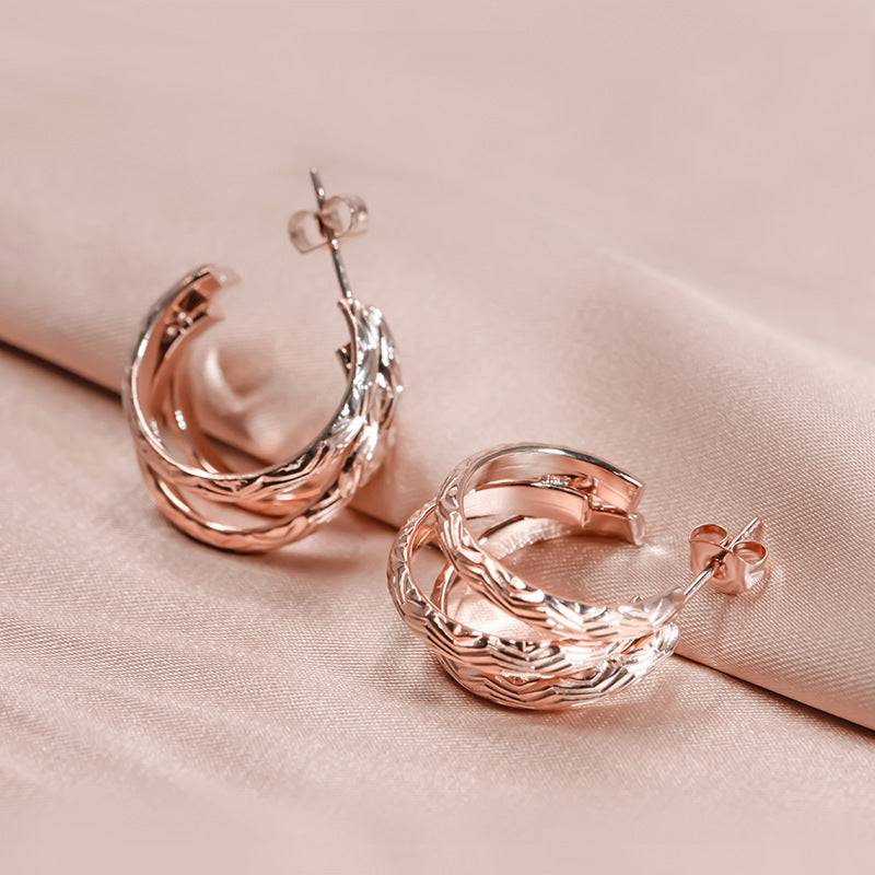 Retro Multi-layer C- Shaped Titanium Steel Earrings - YLORESHOP