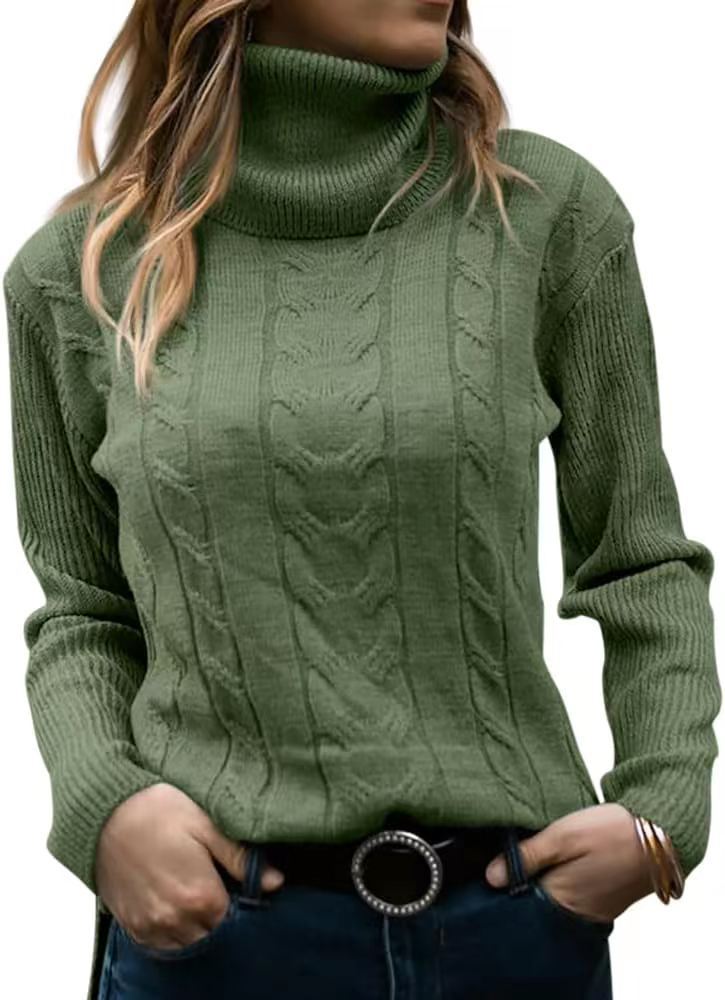 Solid Color Turtleneck Sweater Retro Long Sleeve Sweater - YLORESHOP