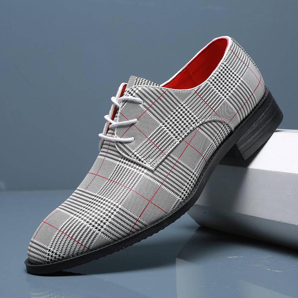 Men's Fashion Business Casual All-match Leather Shoes Lace-up Stripes