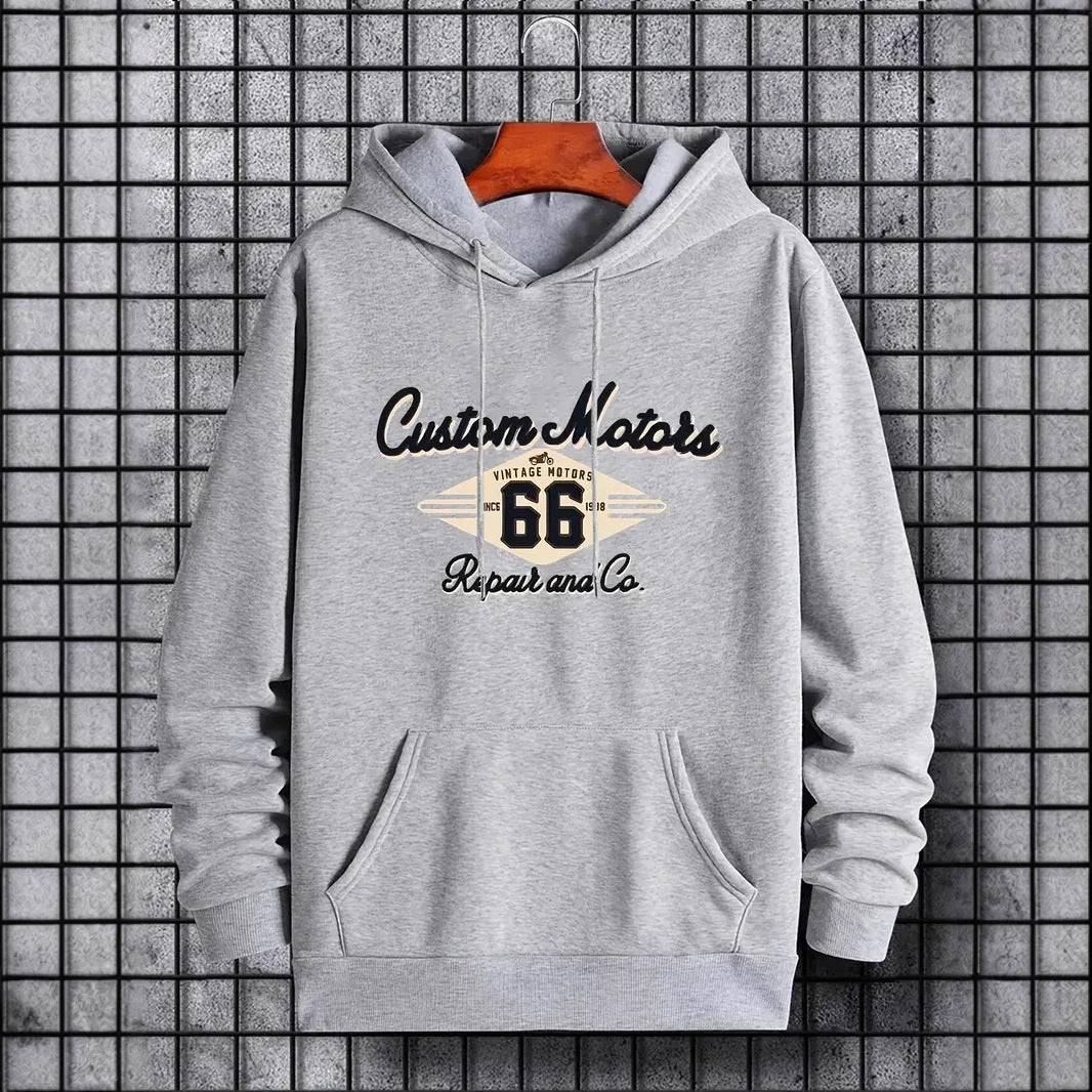 Maglione pullover con cappuccio casual stampato con lettera numero 66