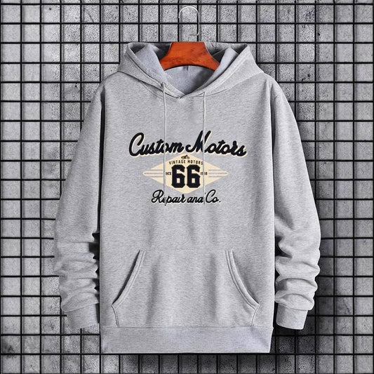 Maglione pullover con cappuccio casual stampato con lettera numero 66