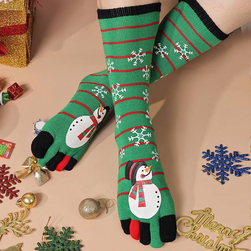 Cute Christmas Five-finger Socks Winter Elastic Sweat-absorbent Split-toe Socks For Women - YLORESHOP