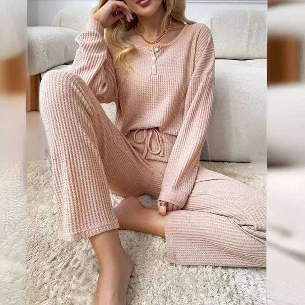 Solid Color Fashion Casual Long Sleeve Pants Two-piece Set - YLORESHOP