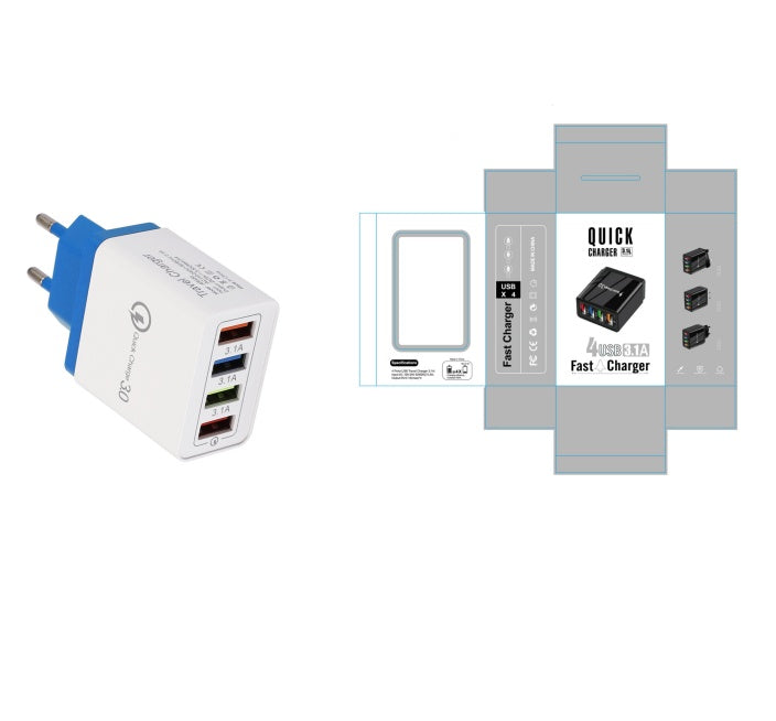 Caricatore USB Quick Charge 3.0 4 Adattatore telefonico per tablet Caricabatterie mobile da parete portatile Caricatore rapido