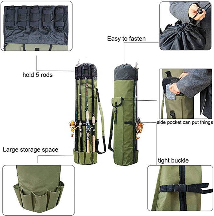 Cylinder Outdoor Fishing Bag Multifunctional Fishing Rod Bag Sea Rod Fishing Gear Storage Bag - YLORESHOP