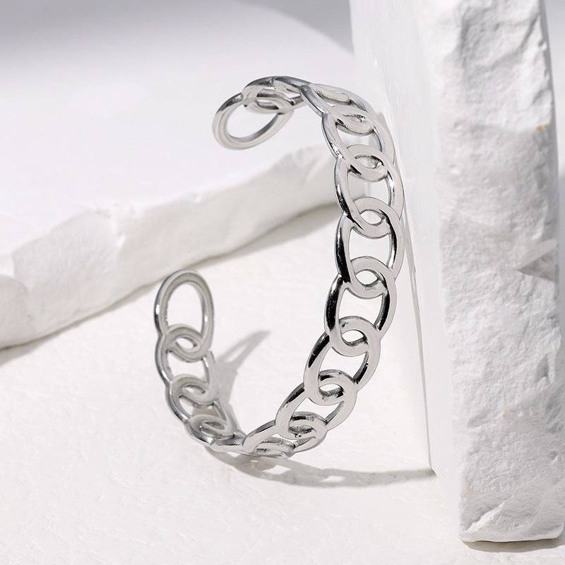 European And American Fashion Stainless Steel Open-ended Bracelet - YLORESHOP