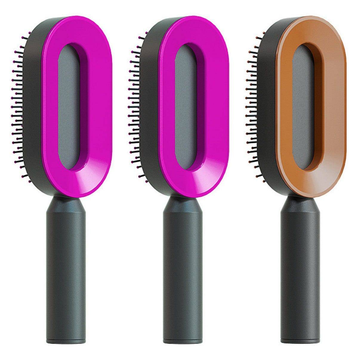 Self Cleaning Hair Brush For Women One-key Cleaning Hair Loss Airbag Massage Scalp Comb Anti-Static Hairbrush - YLORESHOP