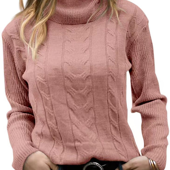 Solid Color Turtleneck Sweater Retro Long Sleeve Sweater - YLORESHOP
