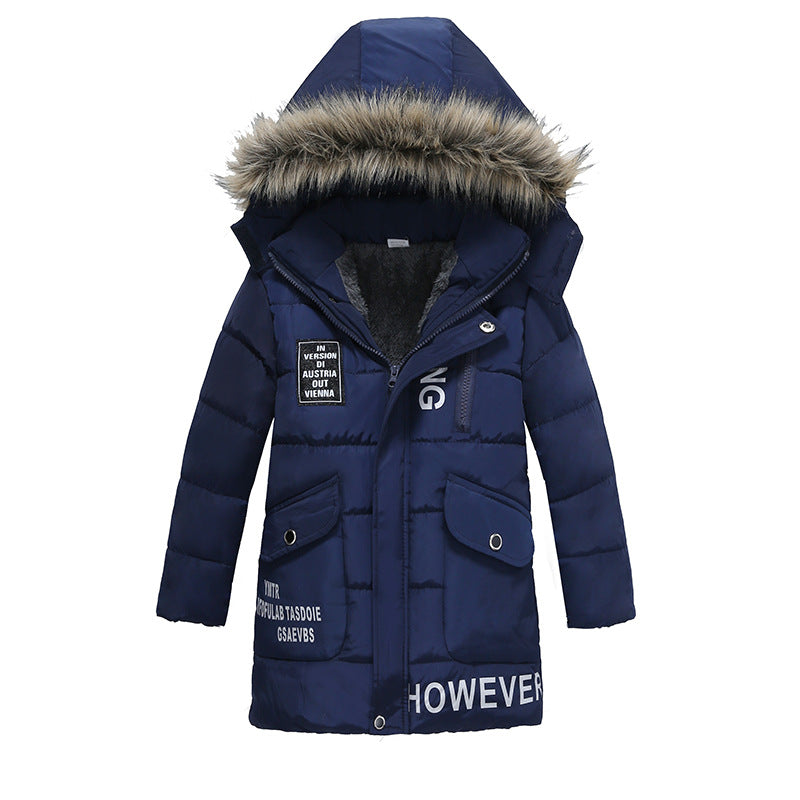 Boys Large Fur Collar Padded Warm Cotton Jacket - YLORESHOP