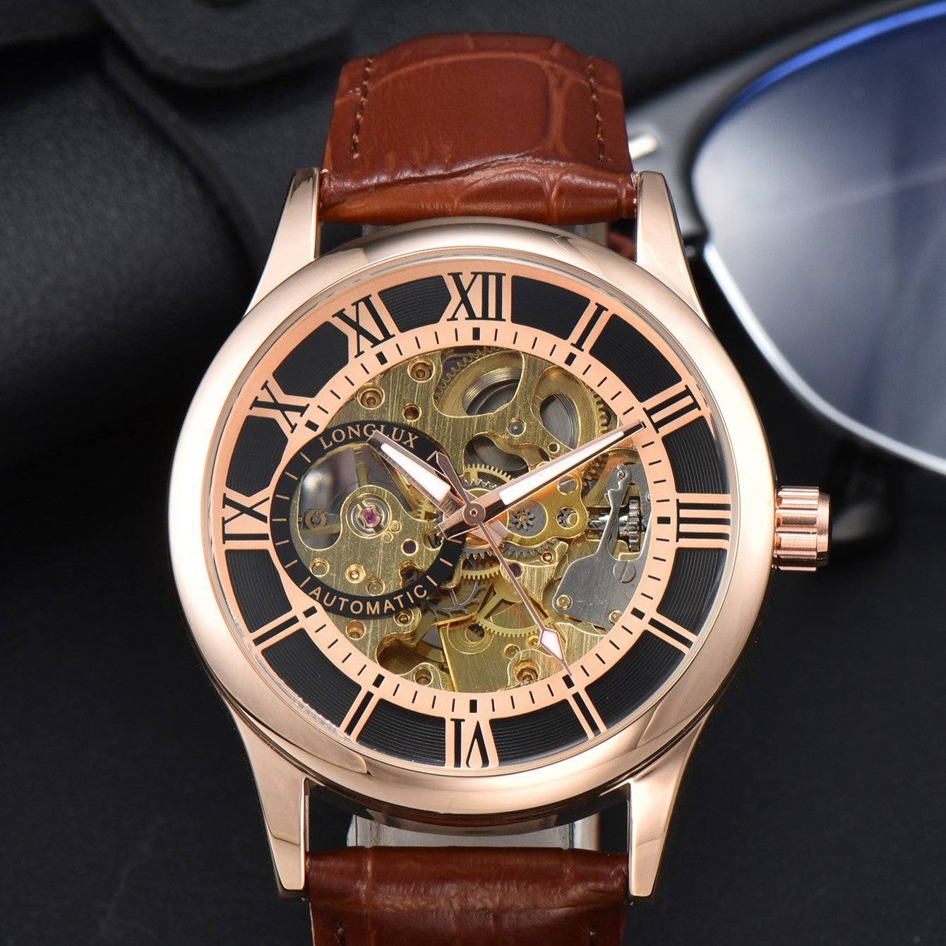 Men's Mechanical Watch Roman Scale Waterproof Fashion Business - YLORESHOP