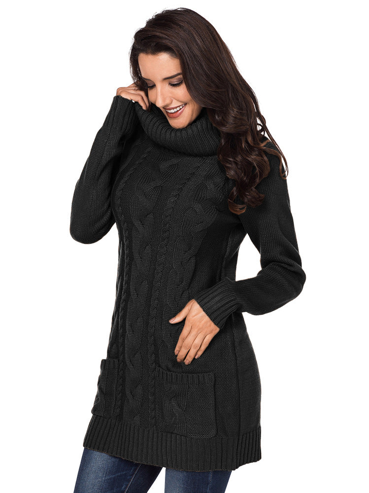 Solid Color Long-sleeved Turtleneck Knitted Sweater - YLORESHOP