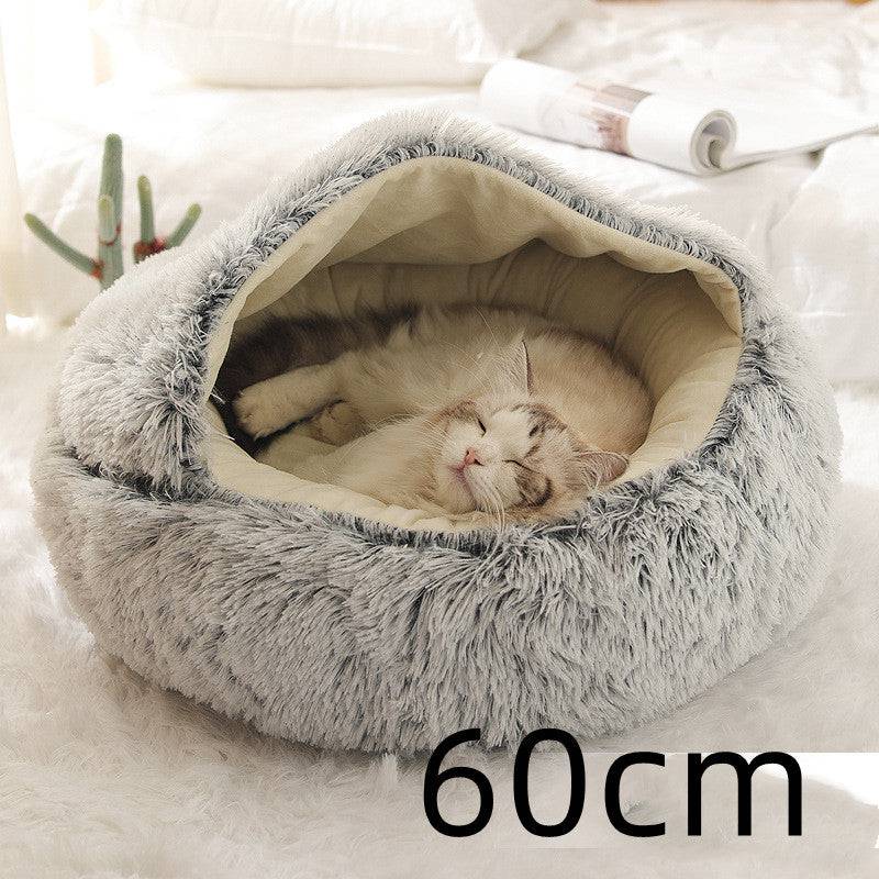 Letto invernale per cani e gatti 2 in 1 Letto invernale per animali domestici Letto rotondo in peluche caldo Letto per animali domestici in morbido peluche lungo Prodotti per animali domestici