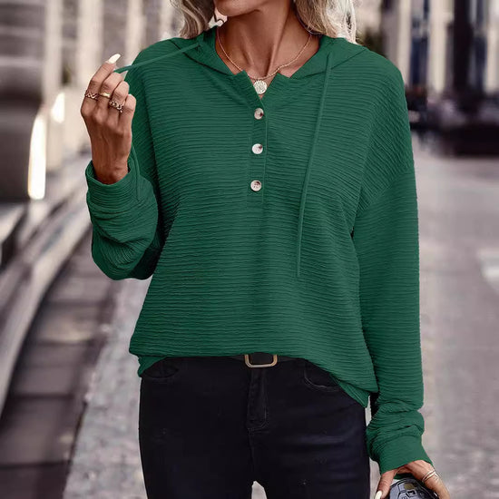 Solid Color Casual Drop-shoulder Long-sleeve Top - YLORESHOP