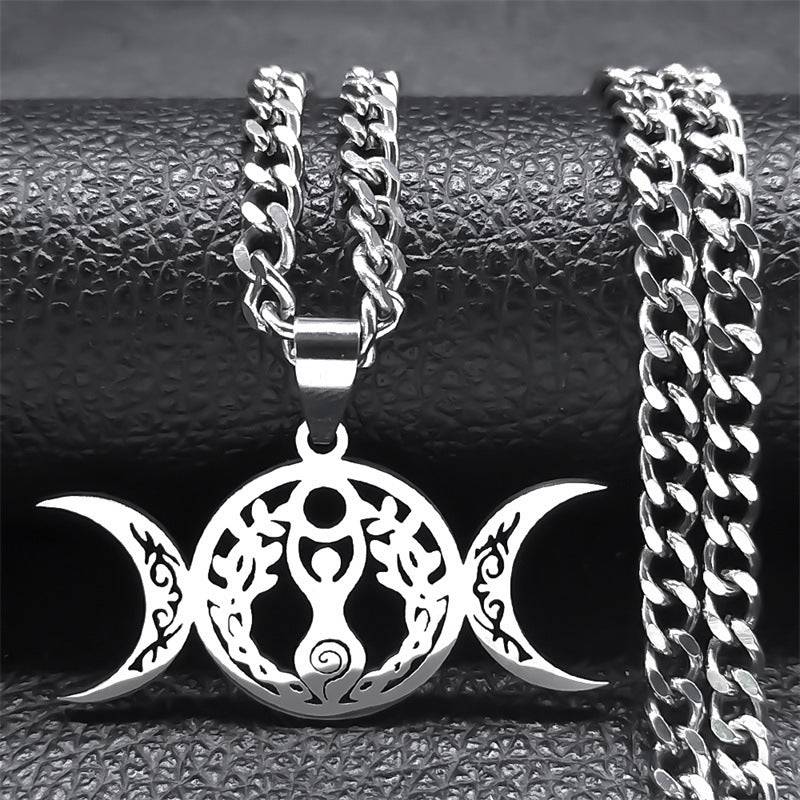 Triple Moon Celtic Knot Pendant Stylish Clavicle Necklace - YLORESHOP