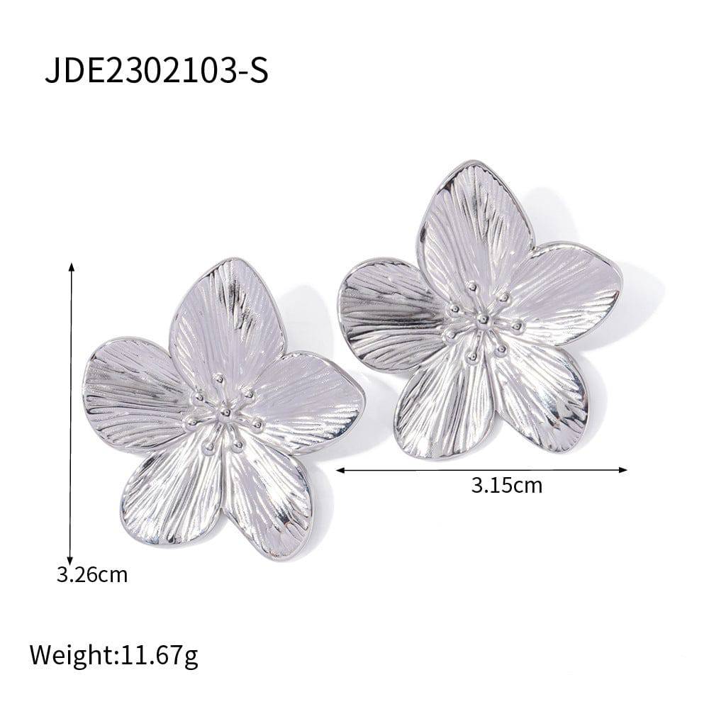 Design Fashion High-end Matte Retro Gold Stainless Steel Flower Stud Earrings - YLORESHOP