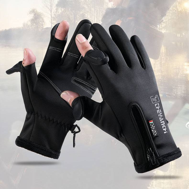 Guanti a dita aperte Touchscreen Guanti invernali caldi antivento impermeabili unisex per ciclismo, pesca, sci