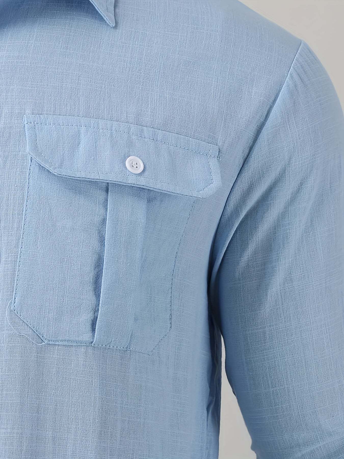 Camicia a maniche lunghe con risvolto tascabile da uomo autunno e inverno nuovo