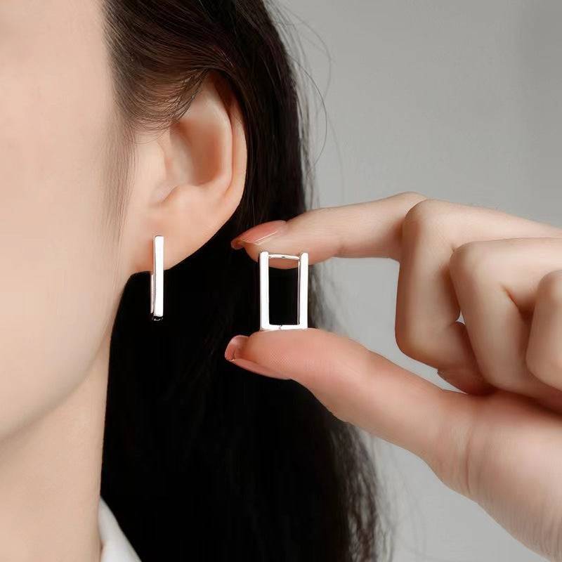 Europe And America Cross Border Hot Sale Geometry Rectangle Ear Clip Indifference Trend All-match Fashion Earrings Personalized Creative Ornament Female - YLORESHOP