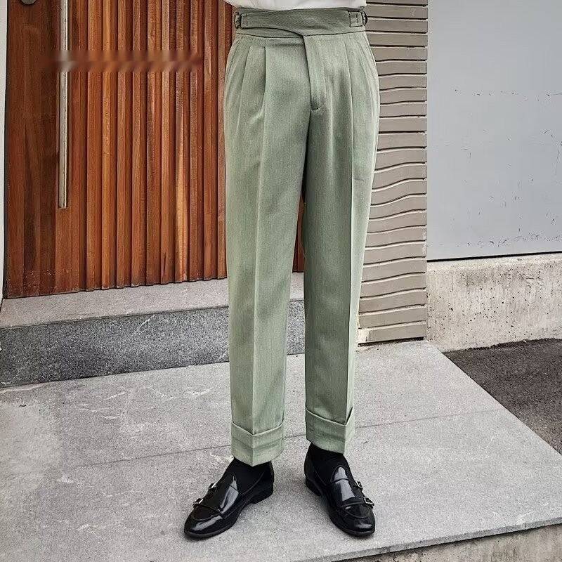 Men's Suit Pants Waist Head Straight-leg Trousers