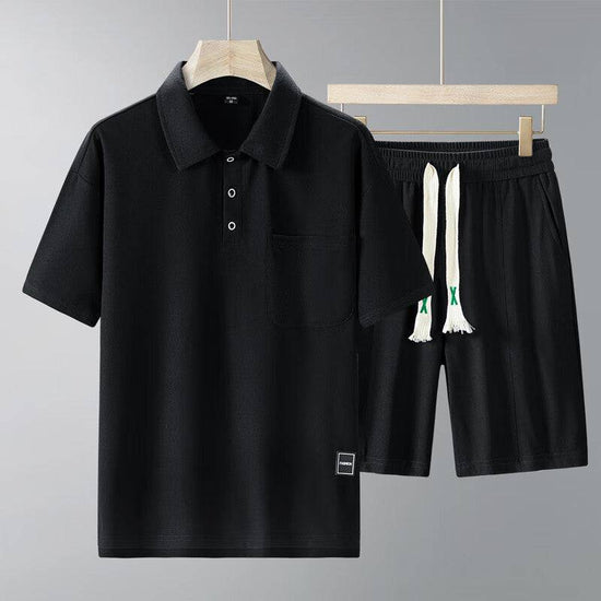 Sports Suit Men's Short-sleeved Thin Lapels T-shirt Shorts Running Leisure Two-piece Set - YLORESHOP