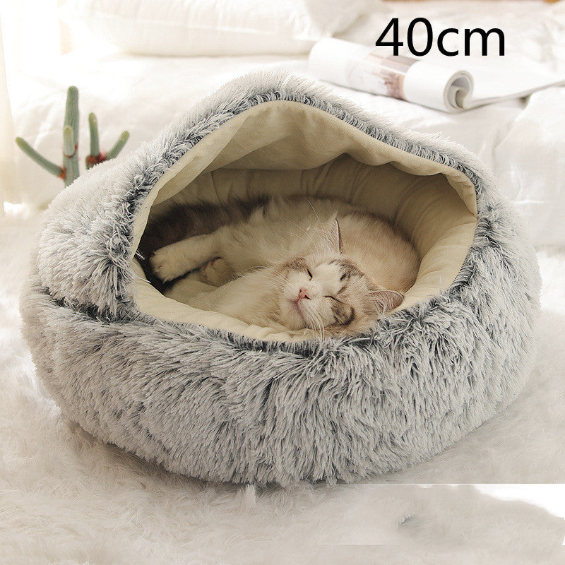 Letto invernale per cani e gatti 2 in 1 Letto invernale per animali domestici Letto rotondo in peluche caldo Letto per animali domestici in morbido peluche lungo Prodotti per animali domestici