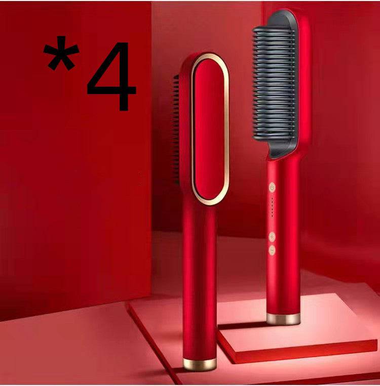 New 2 In 1 Hair Straightener Hot Comb Negative Ion Curling Tong Dual-purpose Electric Hair Brush - YLORESHOP