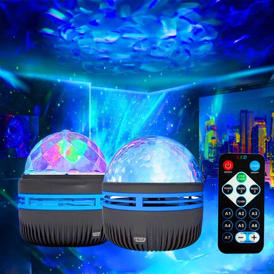 LED Star Galaxy Projector Lamp Spotlight Colorful Rotating Magic Ball Bedroom Atmosphere Lamp Bar KTV Disco Party Stage Light - YLORESHOP