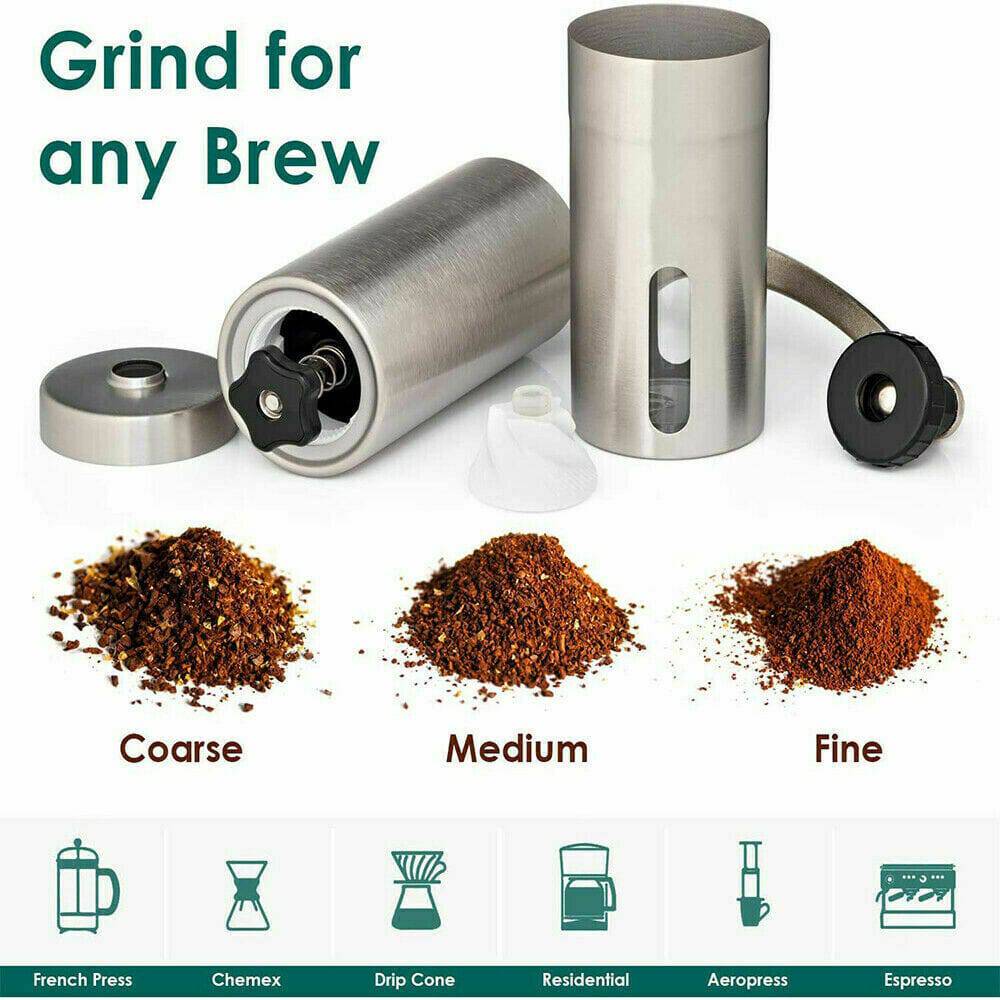 Home Portable Manual Coffee Grinder Stainless Steel with Ceramic Burr Bean Mill - YLORESHOP