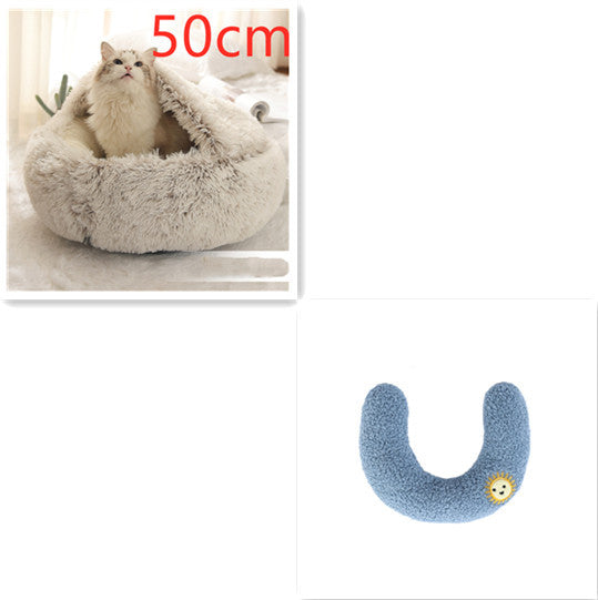 Letto invernale per cani e gatti 2 in 1 Letto invernale per animali domestici Letto rotondo in peluche caldo Letto per animali domestici in morbido peluche lungo Prodotti per animali domestici