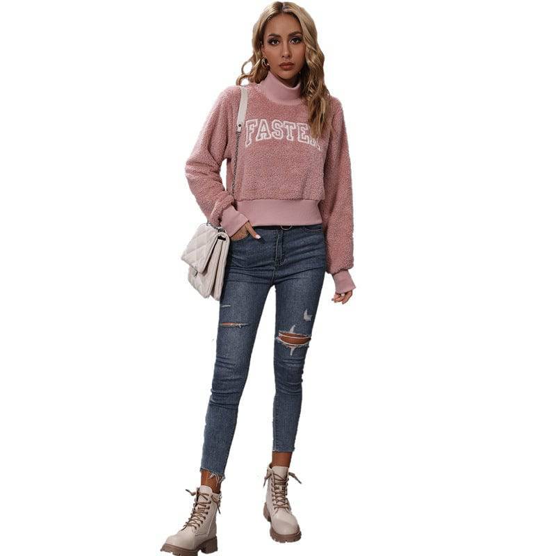 Fall Fashion Women's Round-neck Pullover Long Sleeve Alphabet Embroidery Sweater - YLORESHOP