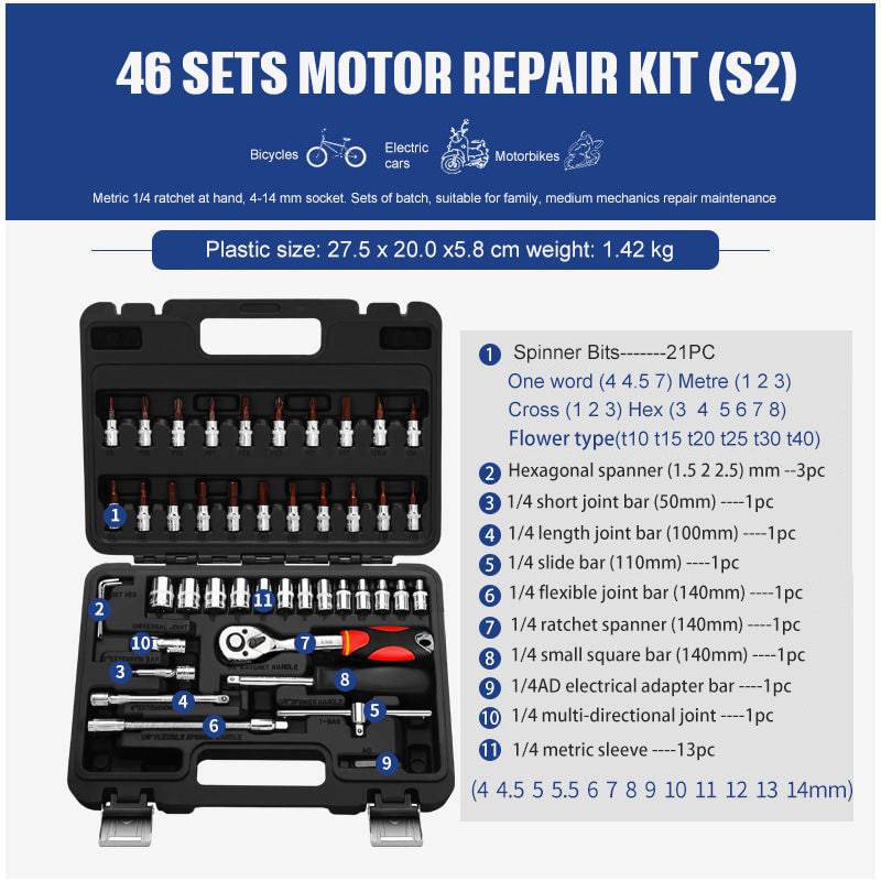 Set di chiavi a cricchetto a bussola strumenti di riparazione